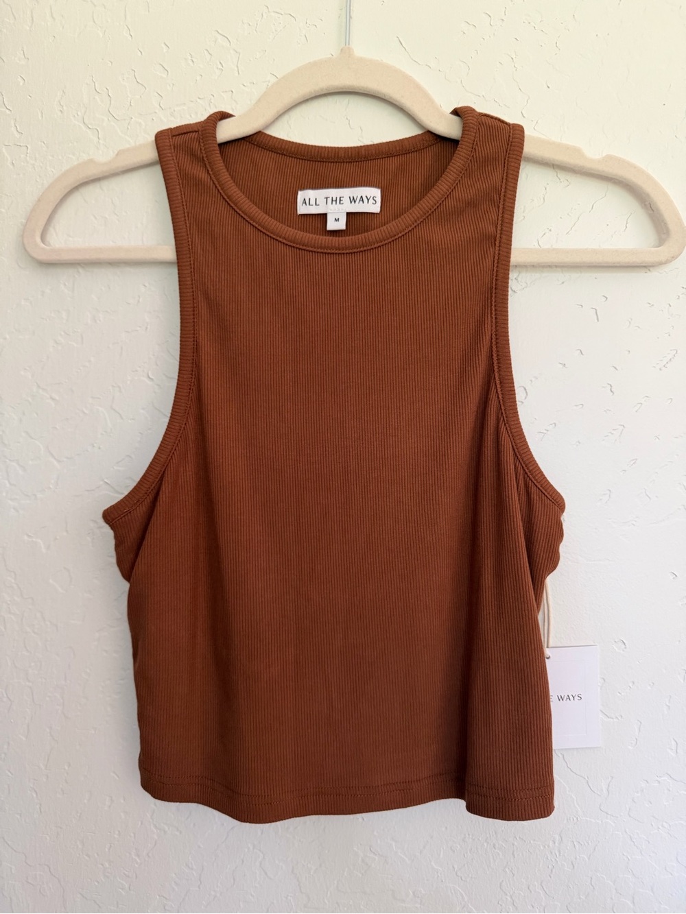 NWT ALL THE WAYS Ribbed Tank Top Brown Revolve Size M